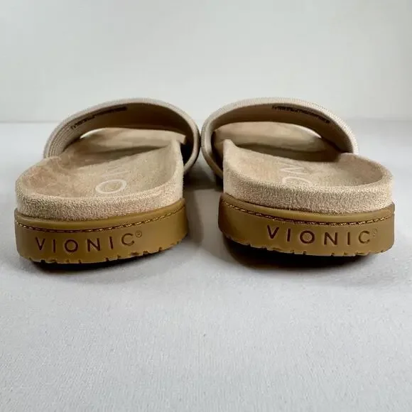 NEW Vionic Cream Evie Knit Slide Sandals - 9 - Picture 6 of 7